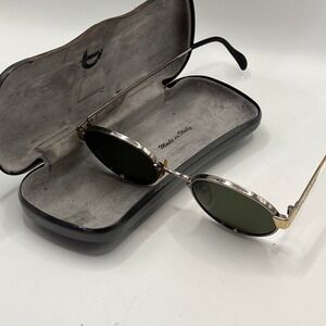 Byblos 570-S Oval Sunglasses Gold Tone Metal Green Lenses Made in Italy Small‎